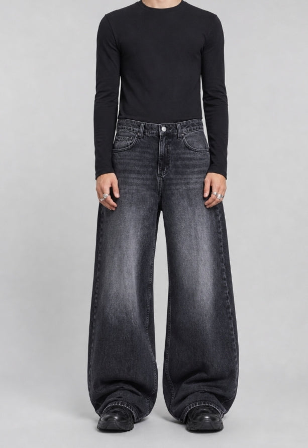 Faded Black Wide-Leg