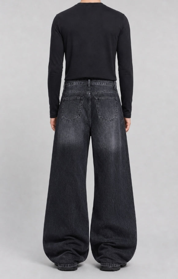 Faded Black Wide-Leg
