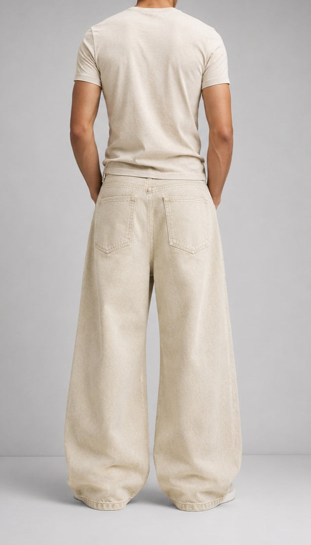 Beige Wide-Leg