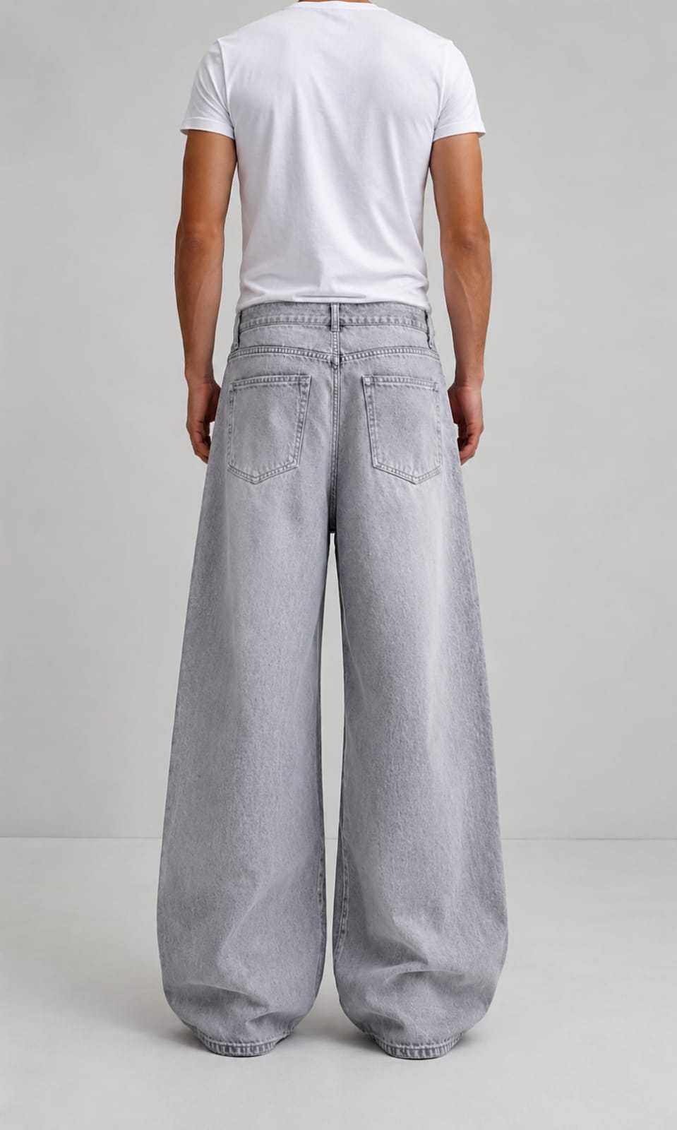 Grey Washed Wide-Leg