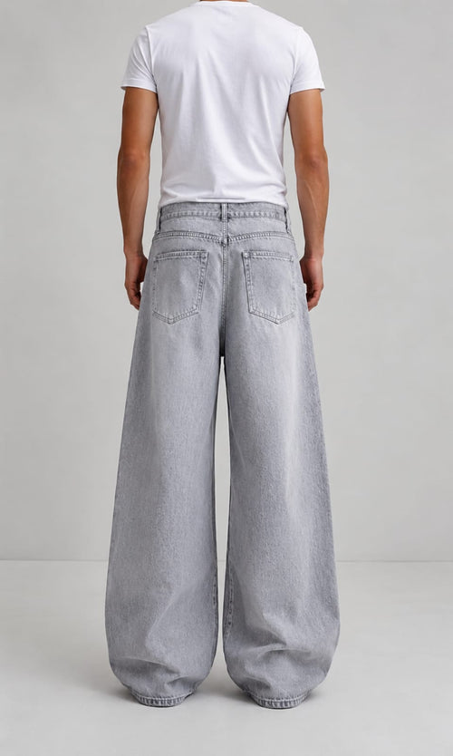 Grey Washed Wide-Leg
