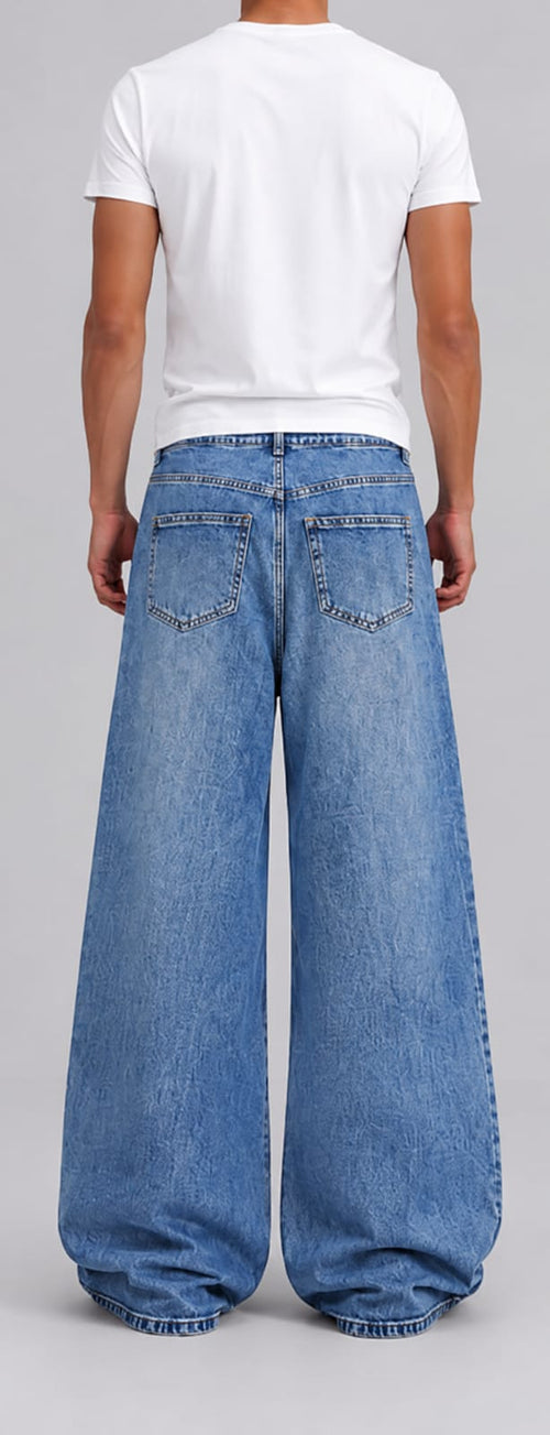 Blue indigo washed Wide-Leg