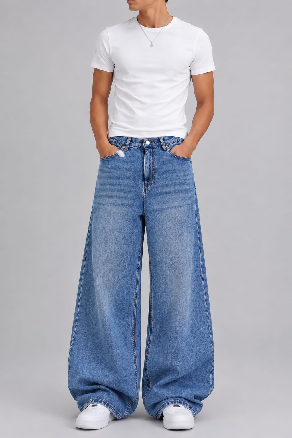 Blue indigo washed Wide-Leg